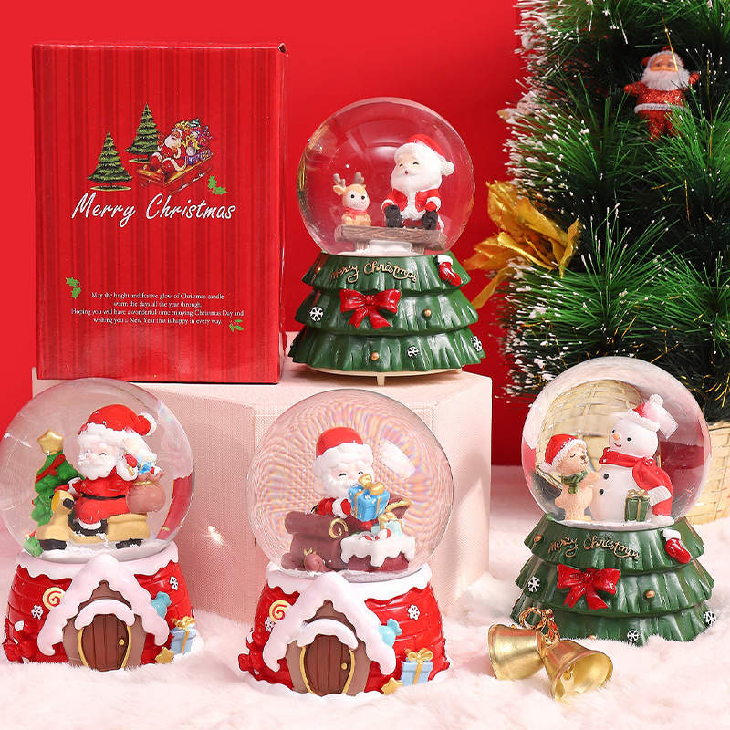 Santa Claus Luminous Crystal Ball Automatic Snow Christmas To Send Students Creative Gifts Music Box Desktop Decoration (To The Store To Discuss) details Picture