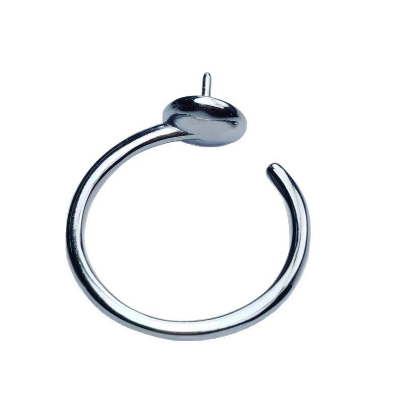 S925 sterling silver simple women's ring, pearl empty stand, adjustable ring, DIY handcrafted accessory, 10-12mm beads Item Picture