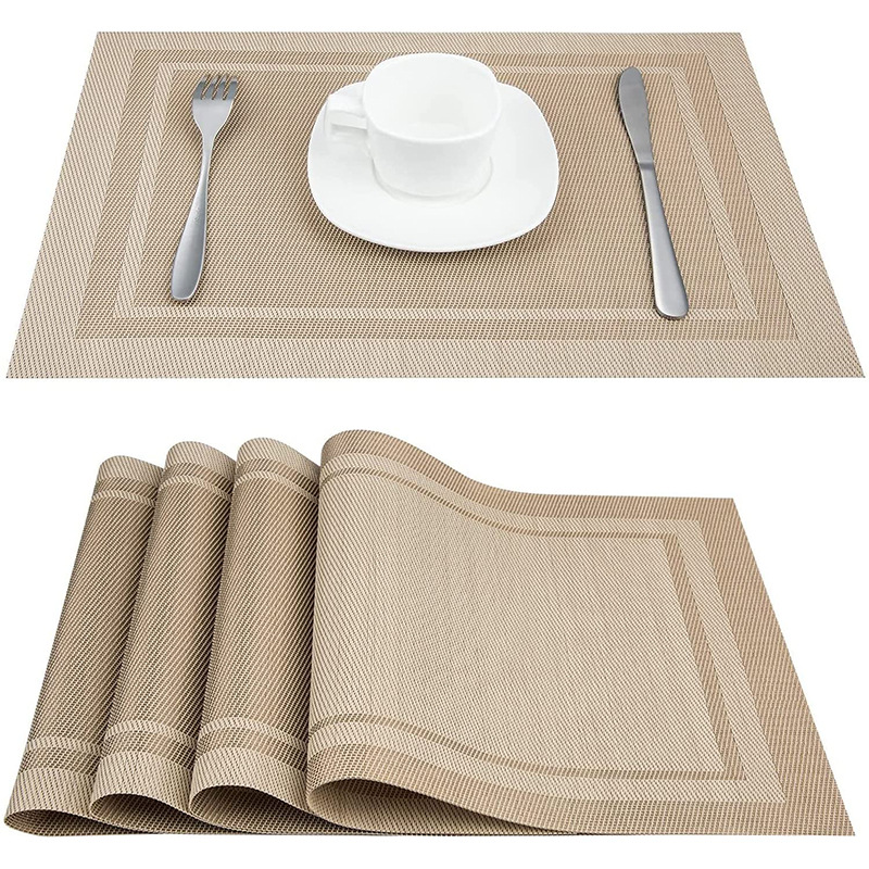特斯林双框PVC餐垫中式酒店包厢桌垫吧台用茶杯垫加厚条纹餐垫