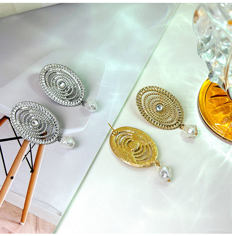 侣贡 中古vintage珍珠几何耳钉复古宫廷风耳环小众轻奢高级感耳饰详情5