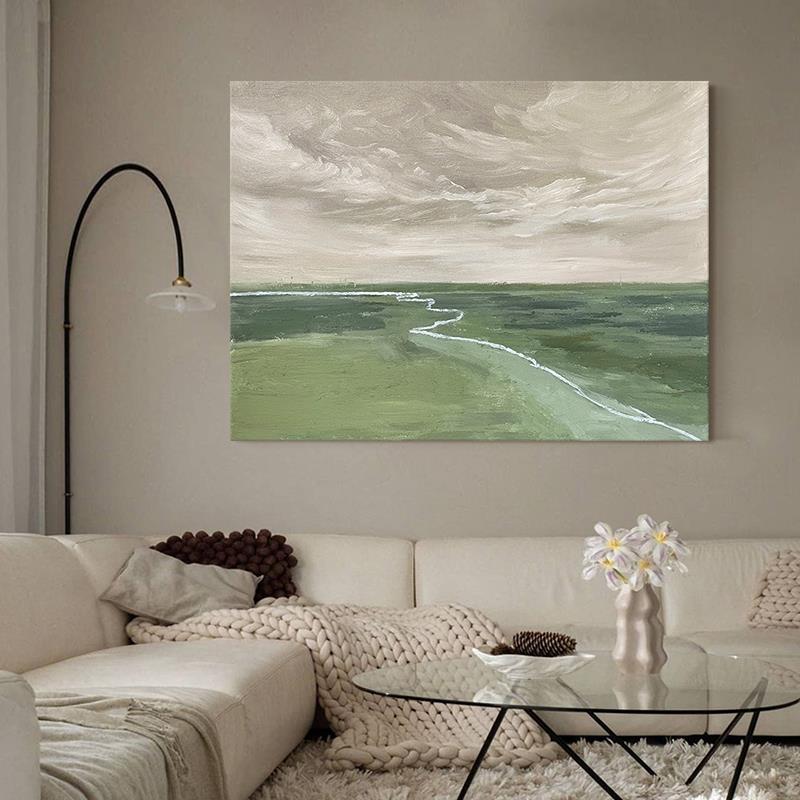 Original hand-drawn "Chaka Salt Lake" living room wabi-sabi style hanging painting, simple decorative painting for the entrance hall, abstract oil painting