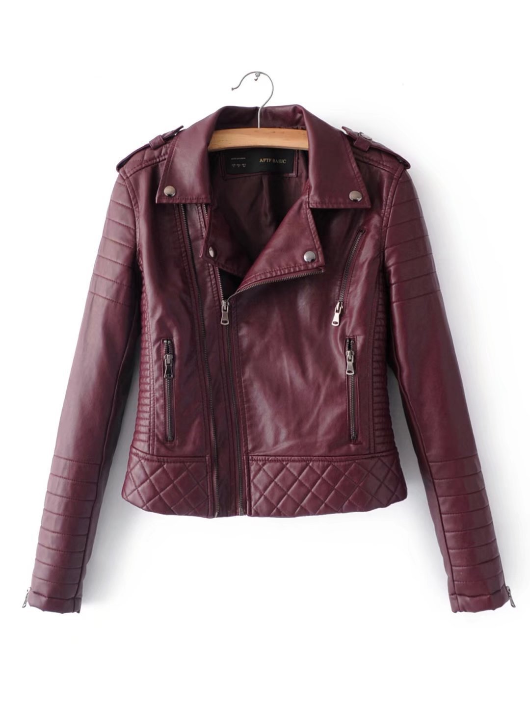 2022 Autumn and winter women's leather jacket, short jacket, zipper, casual quilted, trendy PU short jacket, fashionable motorcycle details Picture