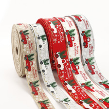 厂家直销供应圣诞带铁边丝带闪粉带金葱带雪花礼品装饰圣诞树丝带