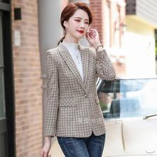 韩版修身格子小西装女式2022年秋冬新款职业装长袖西服外套女正装