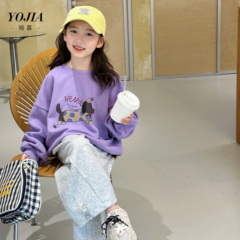 小瑜哥女童卡通卫衣春装2025新款圆领童装上衣儿童春装长袖套头衫