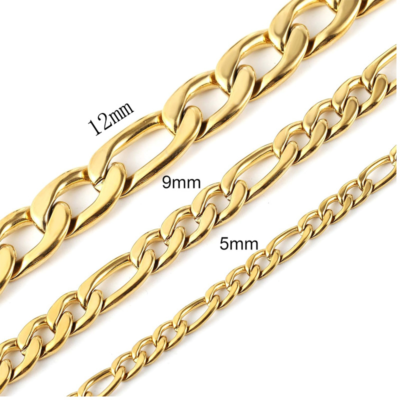Stainless Steel Figaro Chain Flat Chain Nk3:1 Hip Hop Trend Men's And Women's Titanium Steel Necklace Simple Jewelry Chain Specification drawing