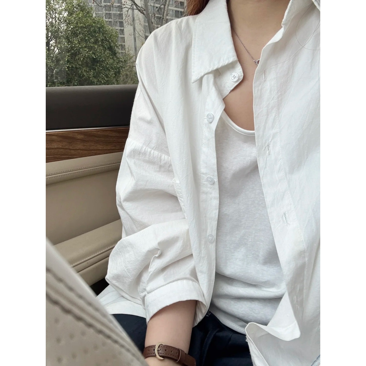 真丝/桑蚕丝女短袖长款/纯真丝衬衫/衬衫/外套新中式产品图