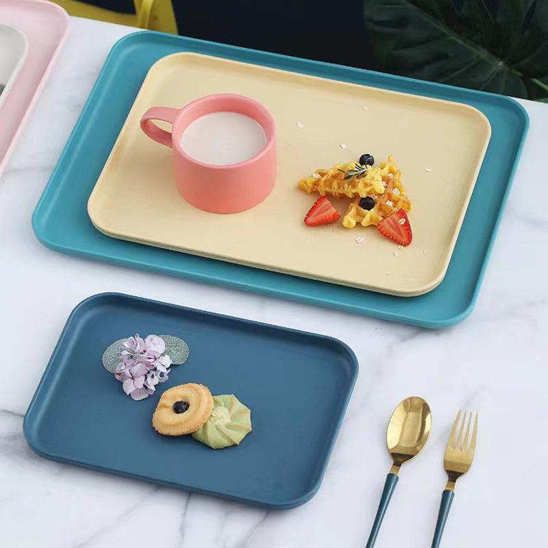 Cross-border wheat straw tray cake tea decoration plate Home restaurant preparation plate Outdoor camping plastic plate