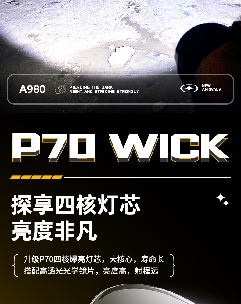 LED大功率强光手电筒户外充电超亮远射长续航家用手提探照灯批发详情3
