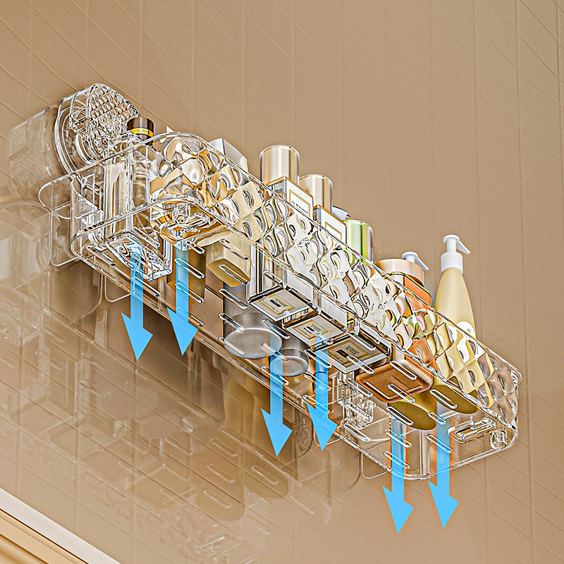 New nail-free bathroom storage rack, suction cup, bathroom storage rack, nail-free and perforation-free suction cup storage rack, storage span details Picture