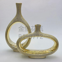 Modern light luxury ceramic vase decoration home accessories living room flower arrangements electroplated brushed gold and silver vases