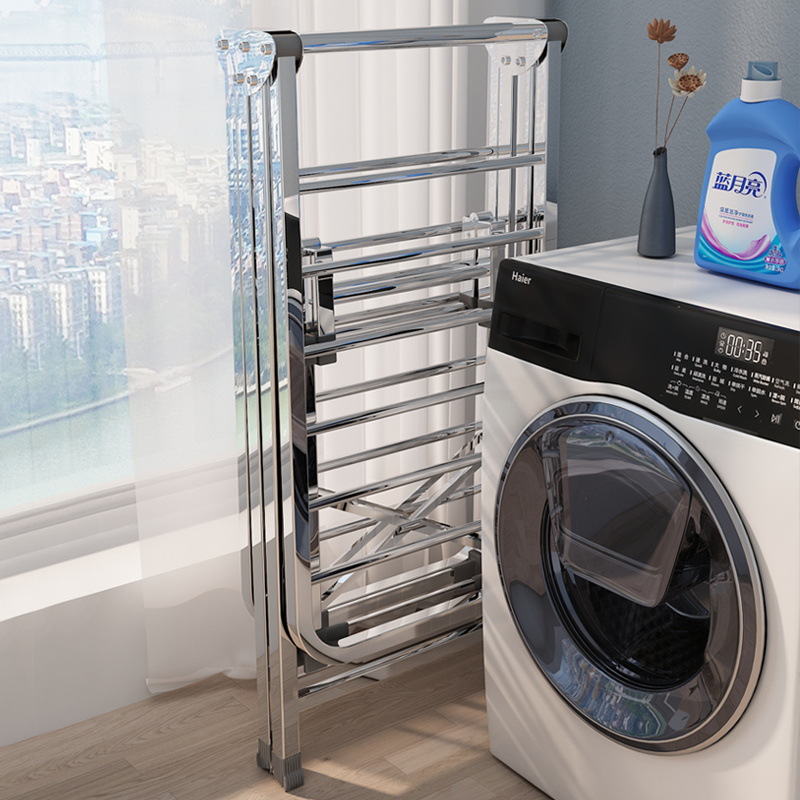 Thickened stainless steel clothes drying rack, indoor and outdoor balcony clothes drying rack, thickened folding household clothes drying rack, quilt drying rack Specification image