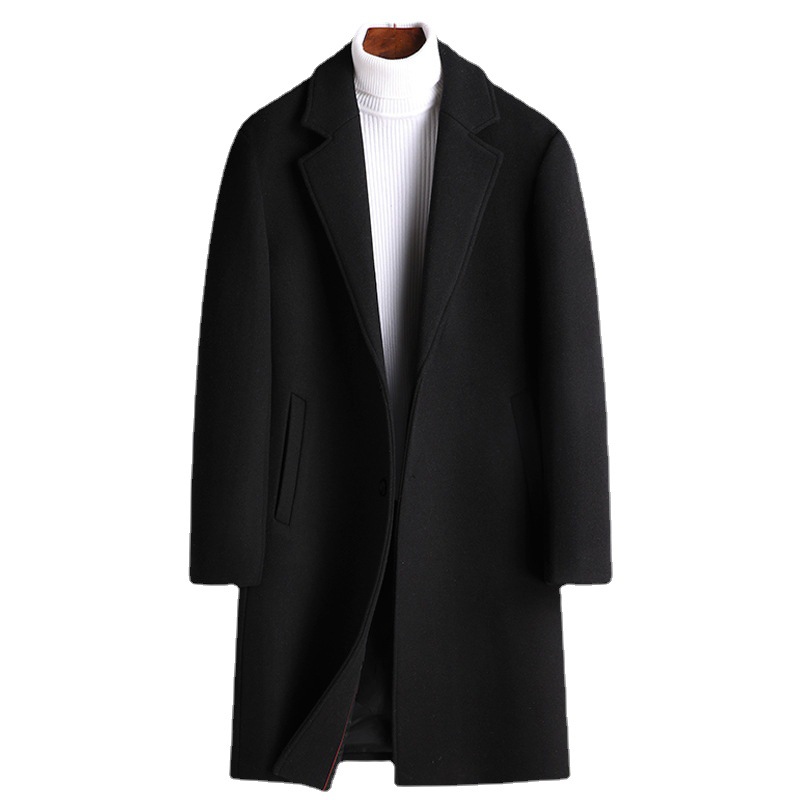 2023 Men's mid-length woolen coat, Korean-style casual winter export thickened woolen coat for middle-aged and young people Item Picture