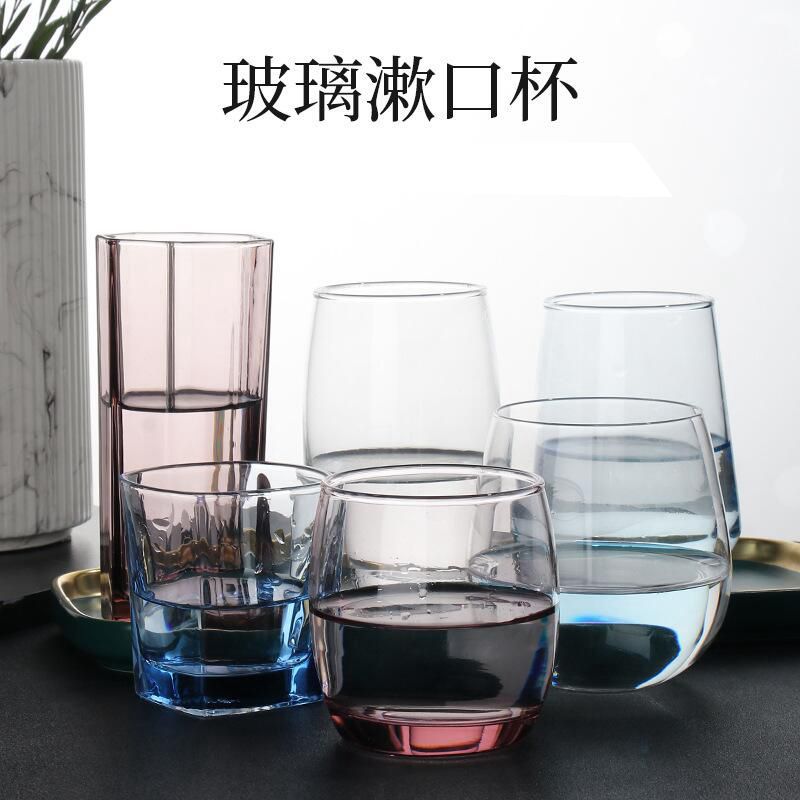 酒店客房玻璃漱口杯家用创意简约情侣刷牙杯牙刷杯客栈水杯洗漱杯