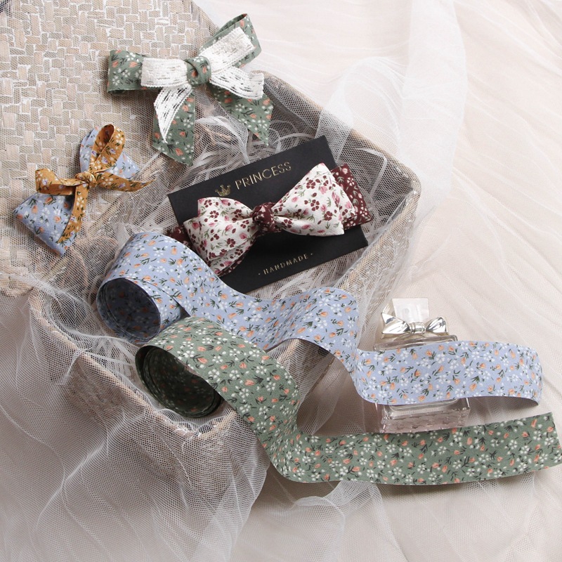 Korean Double-Sided Floral Chiffon Ribbon Diy Bow Hair Accessories Clothing Gift Packaging Hat Band Material Accessories Specification drawing