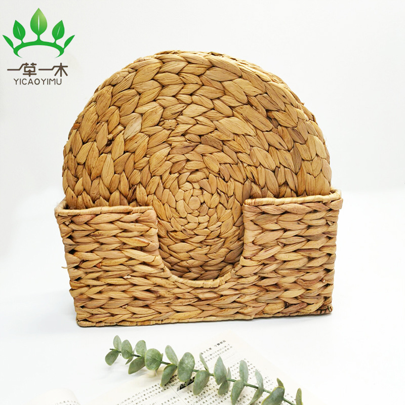 Water Hyacinth Storage Basket American Home Storage Basket Straw Placemat Storage Basket Woven Storage Basket Application Scenario