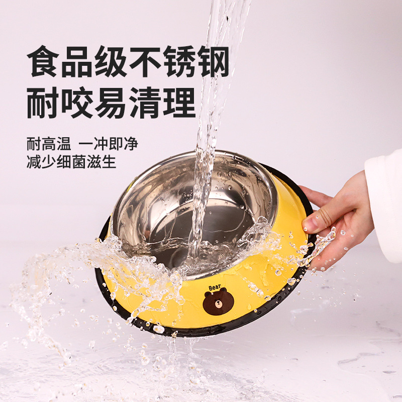 狗狗不锈钢印花单碗狗碗防打翻中大型犬大容量食盆猫碗宠物用品