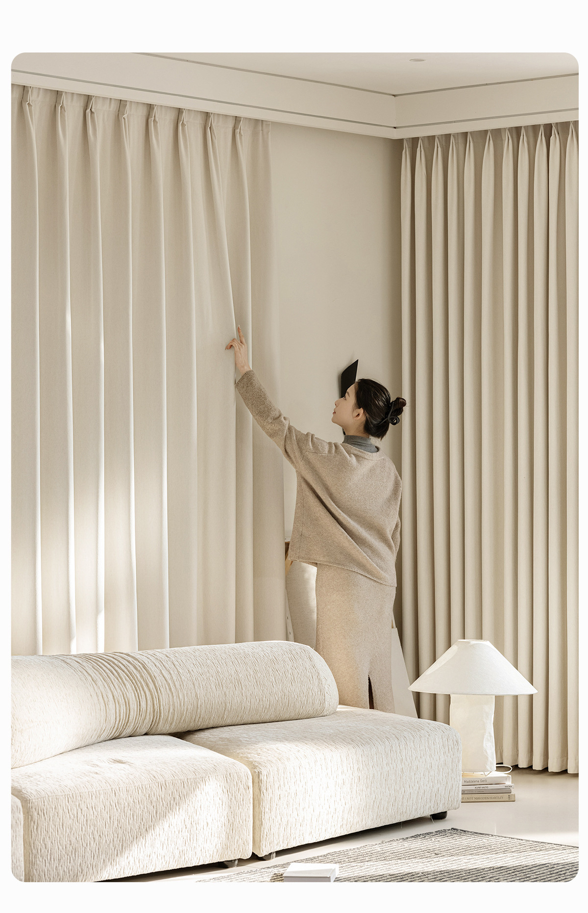 Double-sided Chenille curtains, fully light-blocking bedroom, high-end, modern and simple cream style, Shaoxing Keqiao curtains pic 34