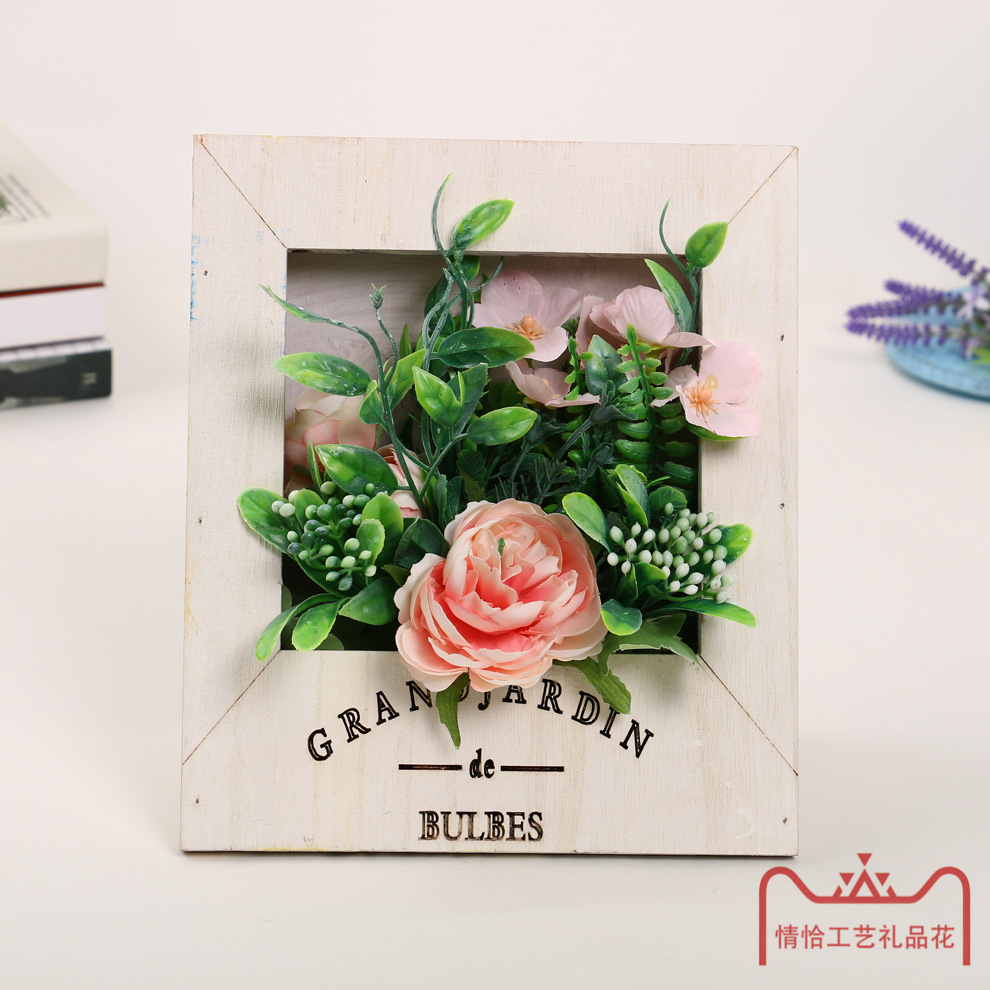 Wholesale of Nordic InS-style home office desk ornaments, potted plants with a fresh and simple wooden artificial flower design, and creative bonsai details Picture
