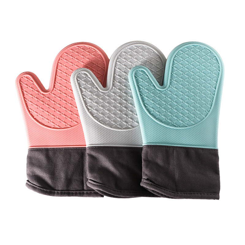 【 Chi Jia 】 Mi Dian Short Cotton Silicone Gloves, Oven and Microwave Multi-functional heat insulation baking Kitchen gloves