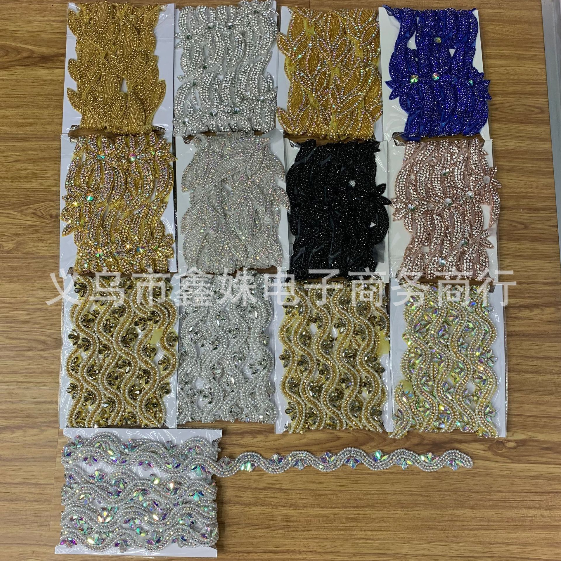 专供叶子款手工珠绣玻璃管钻花条码晚礼服配饰婚纱钻石腰带