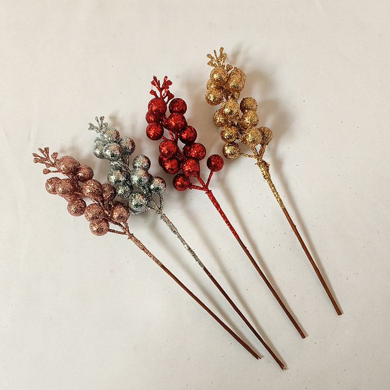Christmas Decorations Gold Powder Berries Pistachio Red Fruit Tree Cuttings Accessories Diy Flower Bouquet Wreath Materials