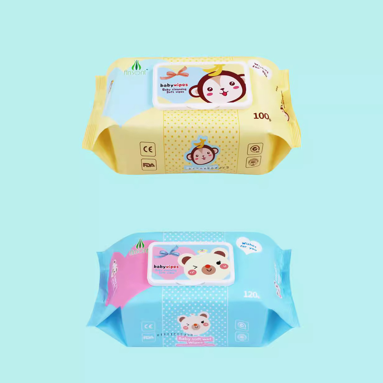 AST Foreign Trade English 100 and 120 pieces baby Wet Wipes Cleaning and skin care Baby wet wipes Factory Direct Sales wholesale Specification image