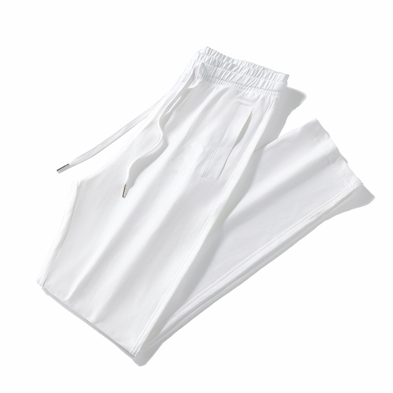 白色运动裤女夏薄款宽松显瘦百搭直筒裤女裤休闲裤子纯棉女士卫裤