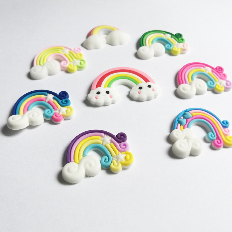 Diy Cartoon Rainbow Clouds Handmade Hairpin Hair Accessories Mobile Phone Shell Beauty Pvc Soft Patch Accessories details Picture