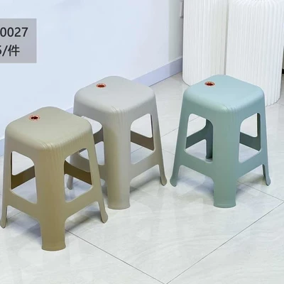 Multi-style and multi-color Nordic dining stools, thickened plastic high stools for the living room, simple and fashionable chairs, popular anti-slip square stools for home use thumbnail