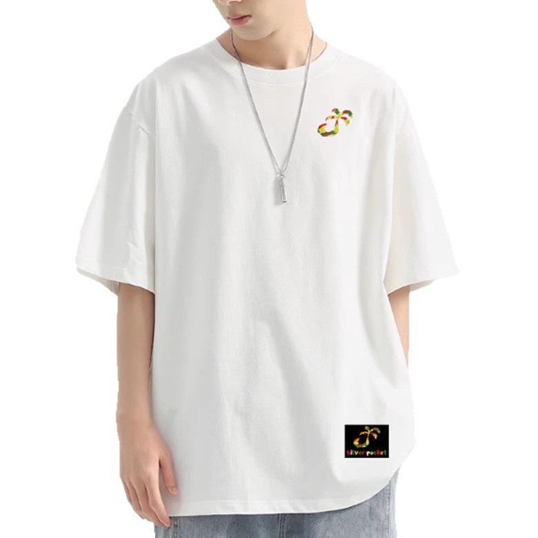 For men, pair a white men's pure cotton long-sleeved T-shirt with a base layer for spring and summer Item Picture
