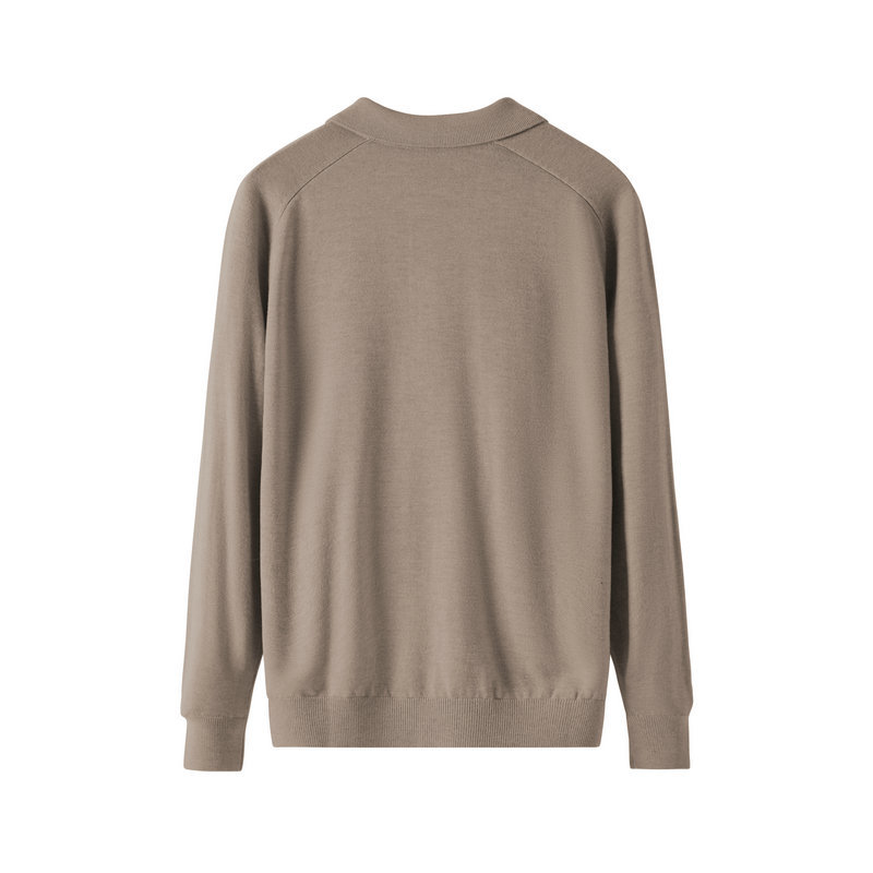 Men's long-sleeved knitted sweater with a lapel, comfortable and versatile sweater, wool sweater, men's simple style business casual POLO shirt Item Picture