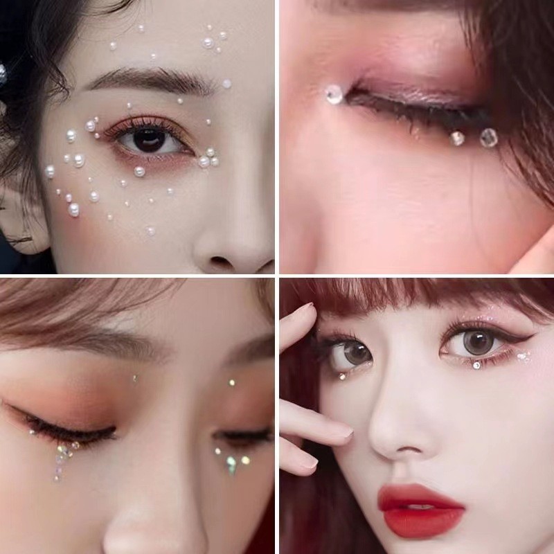 AB color water drop diamond stickers, eye makeup accessories, facial pearl makeup, children's stage face stickers, diamonds details Picture