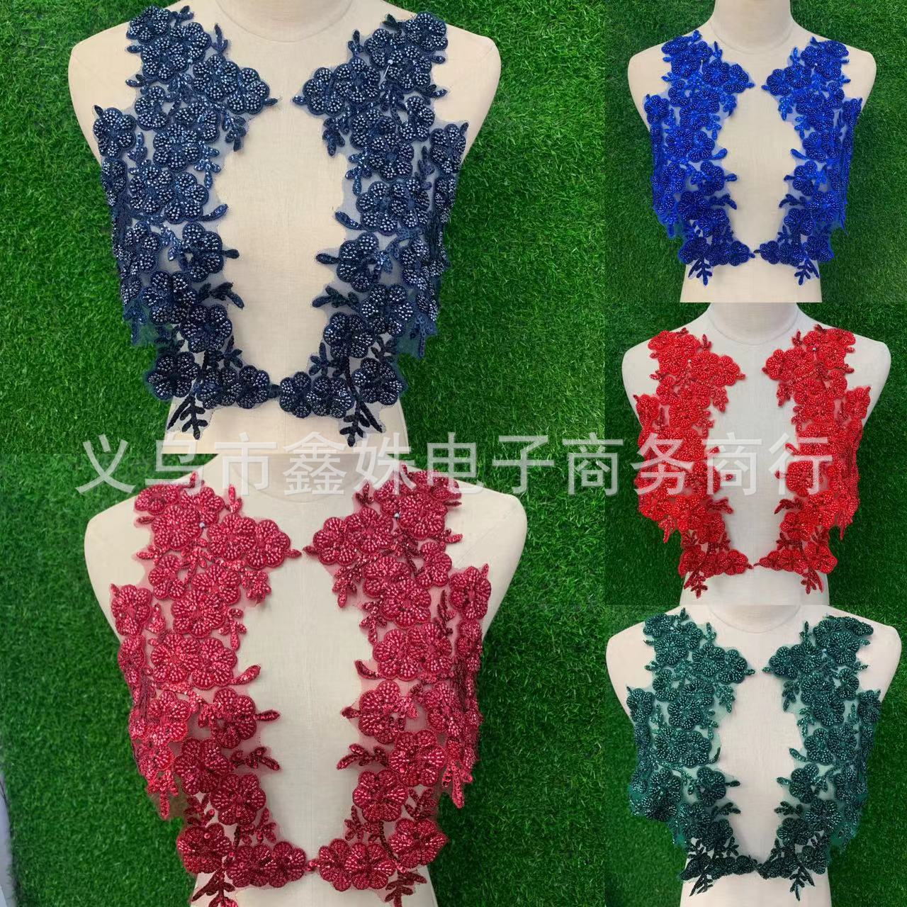 In-stock multi-color high-end quality three-dimensional lace decal fabric for wedding dress and evening gown veil DIY decal accessories details Picture