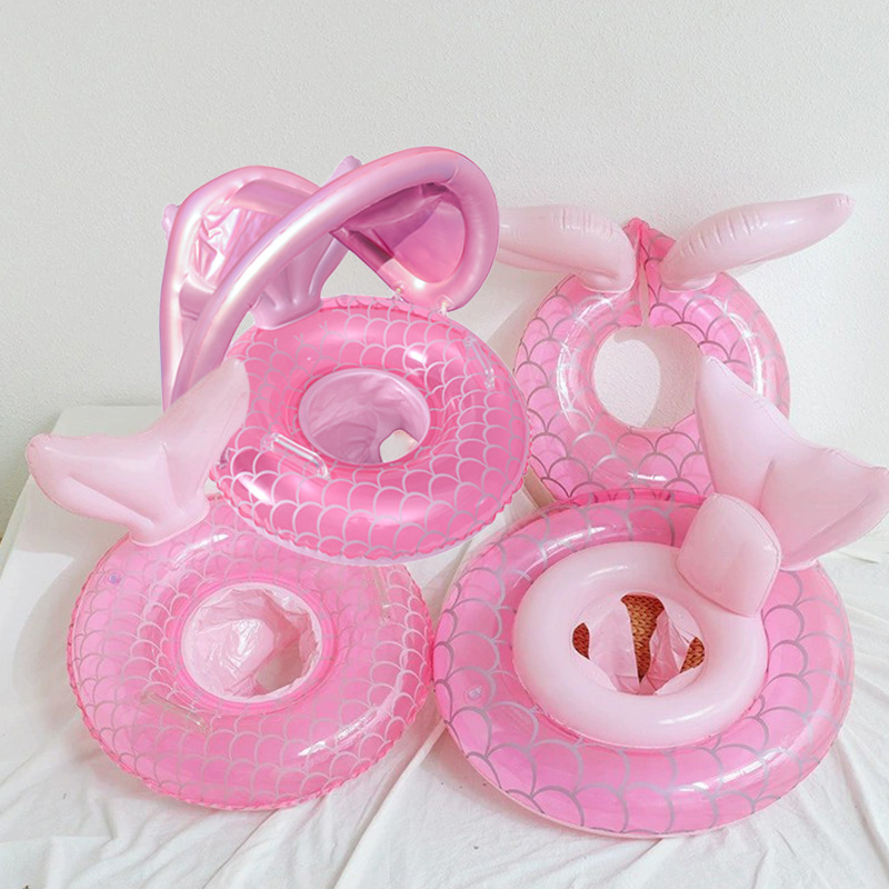 Ins With Covered Mermaid Children's Trouser Loops Fishtail Baby Split Swim Ring Double Air Bag Kids Seat Wholesale details Picture