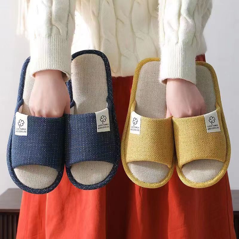 家居拖鞋静音防滑四季通用透气轻便情侣女士拖鞋棉麻布拖鞋男室内