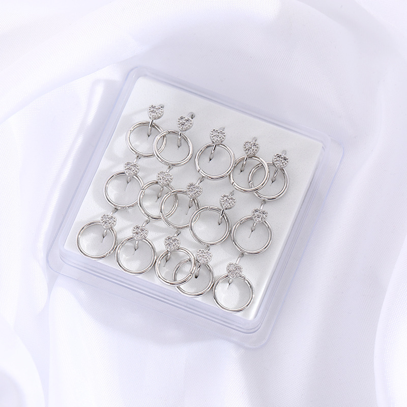 Love Diamond Piercing Jewelry Niche Design Double Nose Ring Europe And The United States Fashion High-Grade Nose Accessories Female Specification drawing
