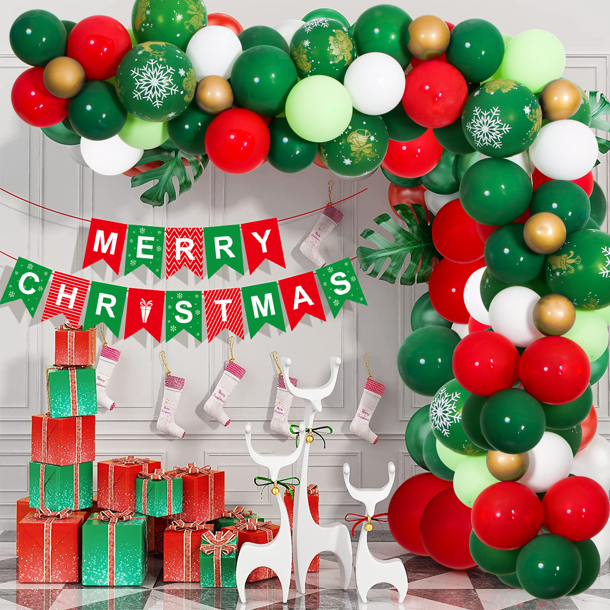 Christmas Balloons Balloons Decorated 10 "round latex Christmas bunting set Christmas party balloons