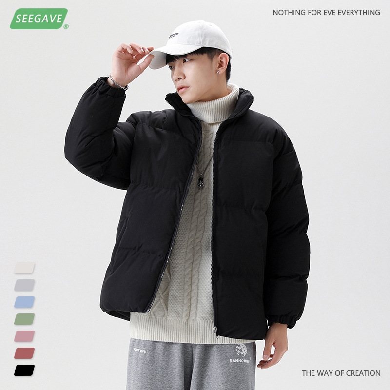 The new collection of the "Cotton-padded Man" for the 2022 autumn and winter season features a streetwear brand, ins solid-color bread jacket, simple thickened cotton-padded jacket and warm coat Specification image