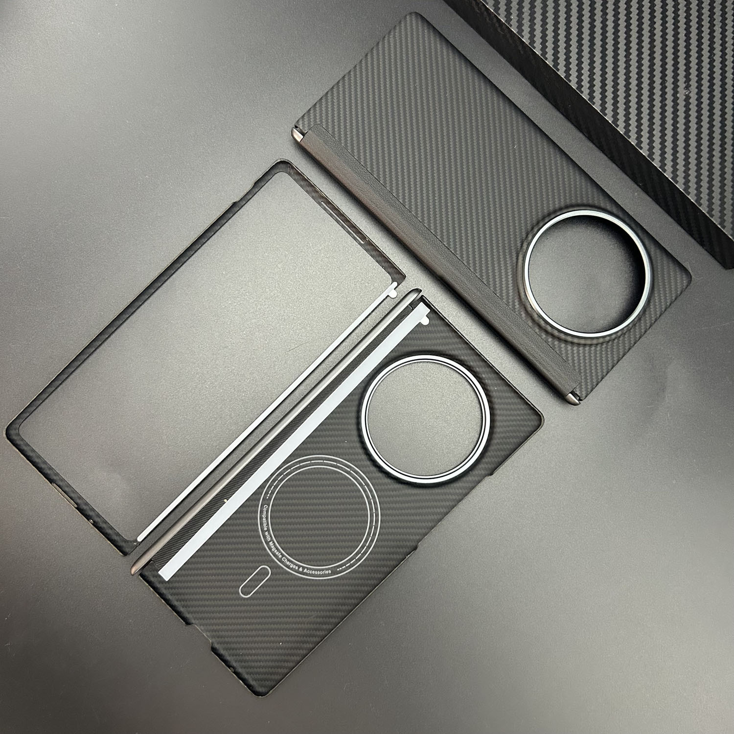 Adecuado para huawei mate70rs extraordinario master kevlar funda de teléfono con succión magnética 70rs funda de fibra de carbono 600D details Picture