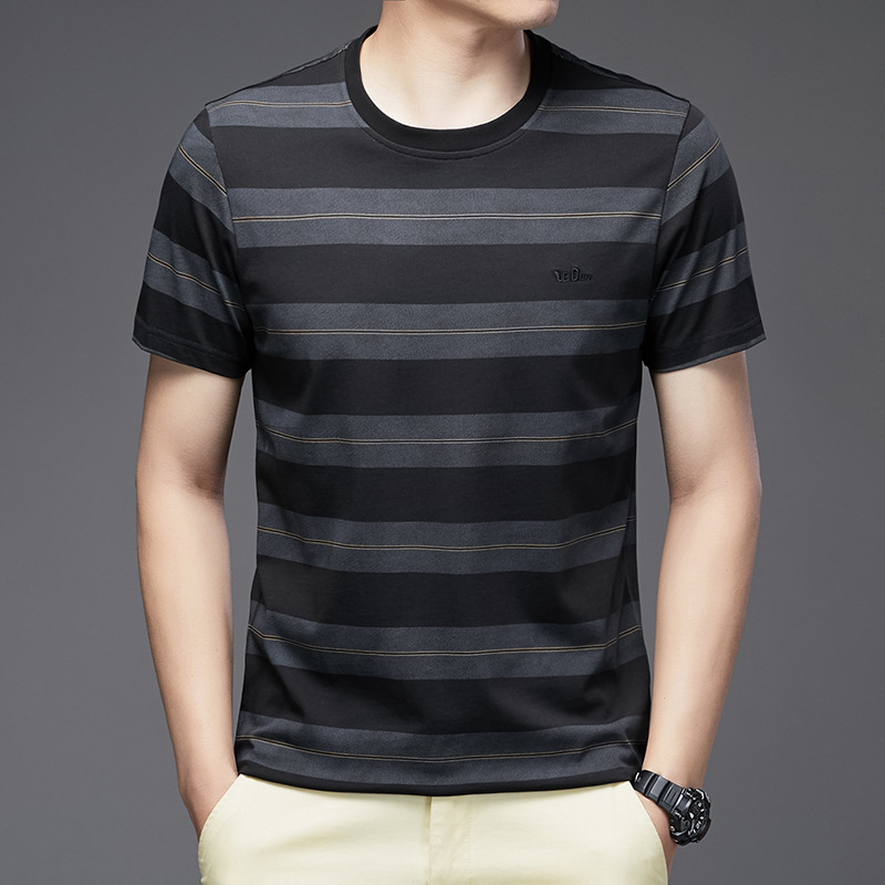 New high-end men's short-sleeved T-shirt, mercerized cotton Korean-style trendy T-shirt, round-neck casual men's half-sleeved T-shirt Application Scenario