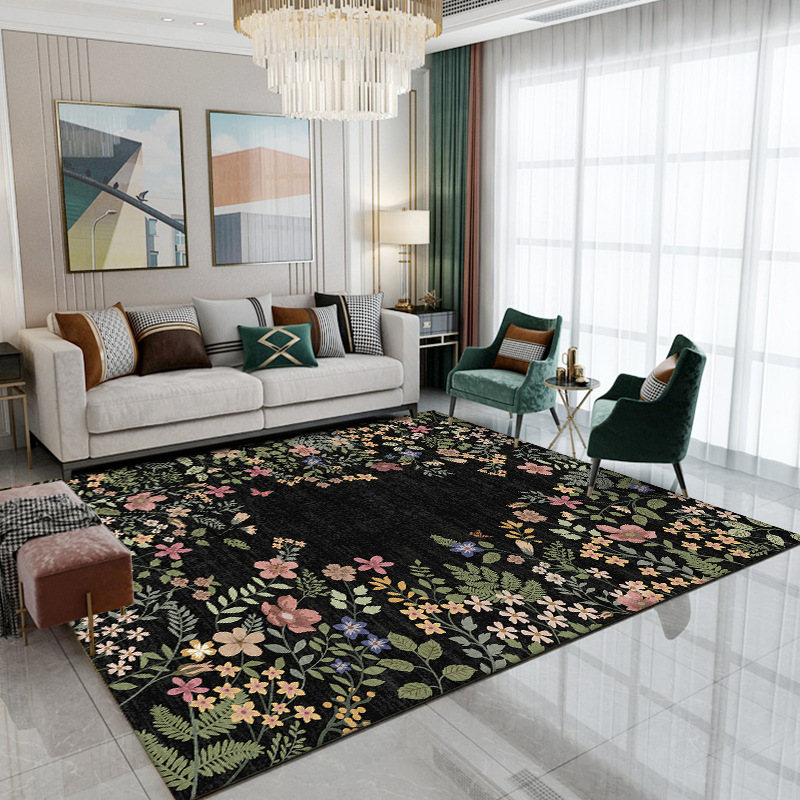 地毯客厅2025新款亚马逊美式免洗擦绿色花园防水防污卧室床边地垫