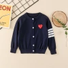 Heart-shaped embroidered knitted sweater, children's cardigan, versatile, sun-protective, parent-child, fresh and light Japanese-style coat, new spring and autumn trendy brand Specification image