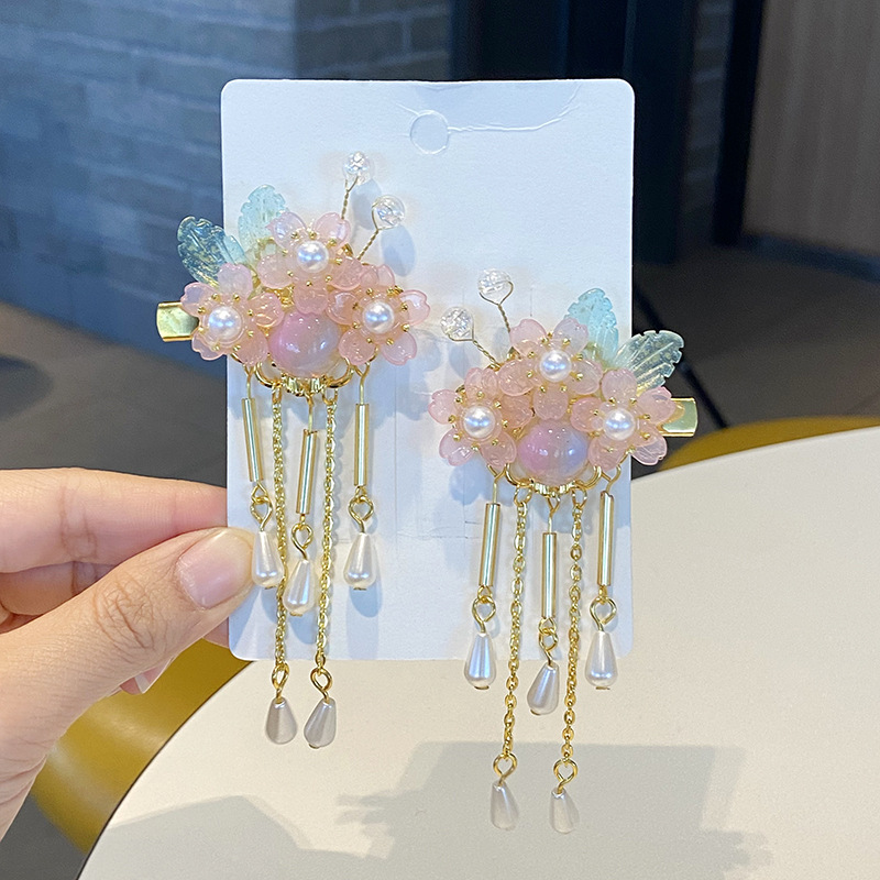 Princess Children Antique Hair Accessories Fringe Rabbit Retro Baby Hair Clip Chinese Style Hanfu Antique Ribbon Clip details Picture