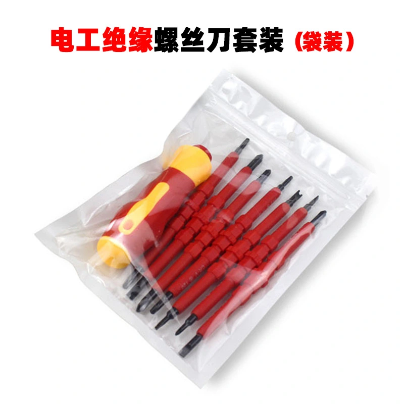 Electrician's Insulated Screwdriver Set Cross Straight Black Lot Head With Strong Magnetic Screwdriver Home Repair Kit