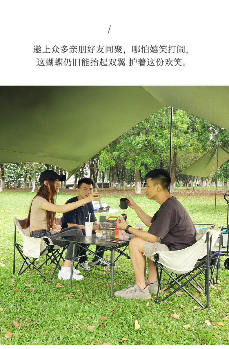 Yanggongzi Sky Tent Portable black and silver rubber sun protection sky tent outdoor equipment camping sunshade butterfly-shaped curtain pic 14