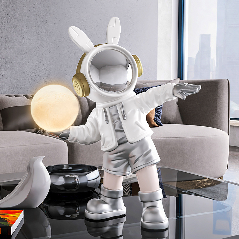 Trendy astronaut night light, desktop resin astronaut figurine, bedroom bedside, children's room sleep light, adjustable light details Picture