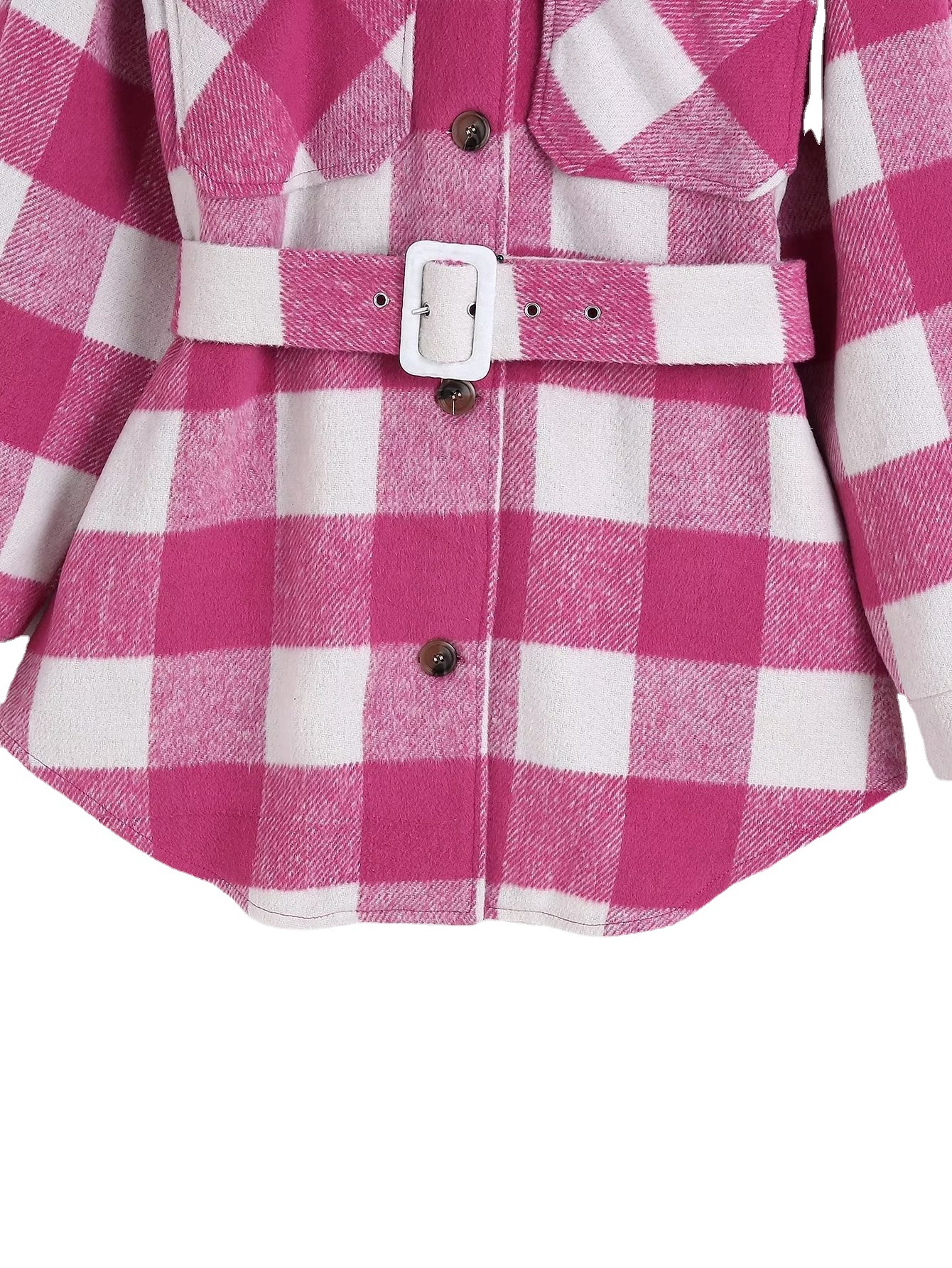 T2024跨/2022秋季/腰带格子毛呢白底实物图