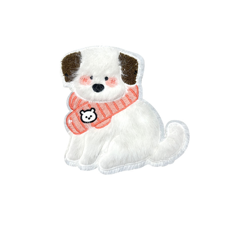 New computer-embroidered cute animal furry puppy fabric patch for children's clothing, sweatshirt accessories, accessories and patches details Picture