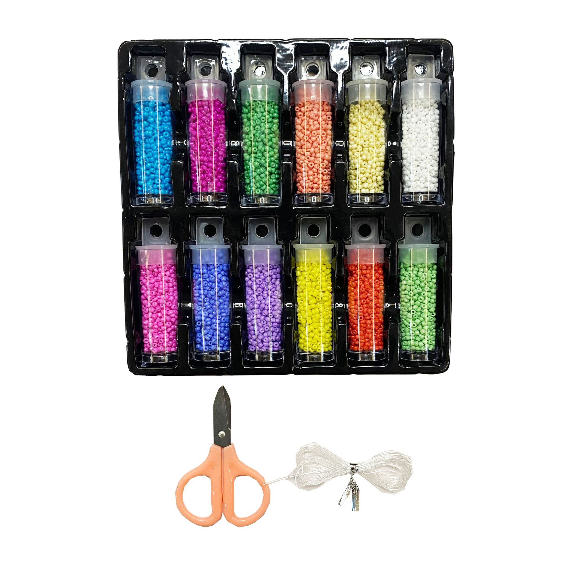 12-color rice bead set box for cross-border trade, children's toys, handcrafted diy beaded necklace bracelet, individual packaging